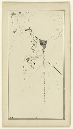 Female Figure with Large Hat by Aubrey Vincent Beardsley, drawing, 1892-1898