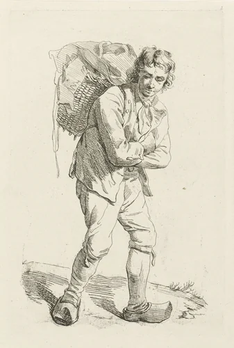 Boer met mand op de rug by Johannes Pieter de Frey, print, 1770-1834