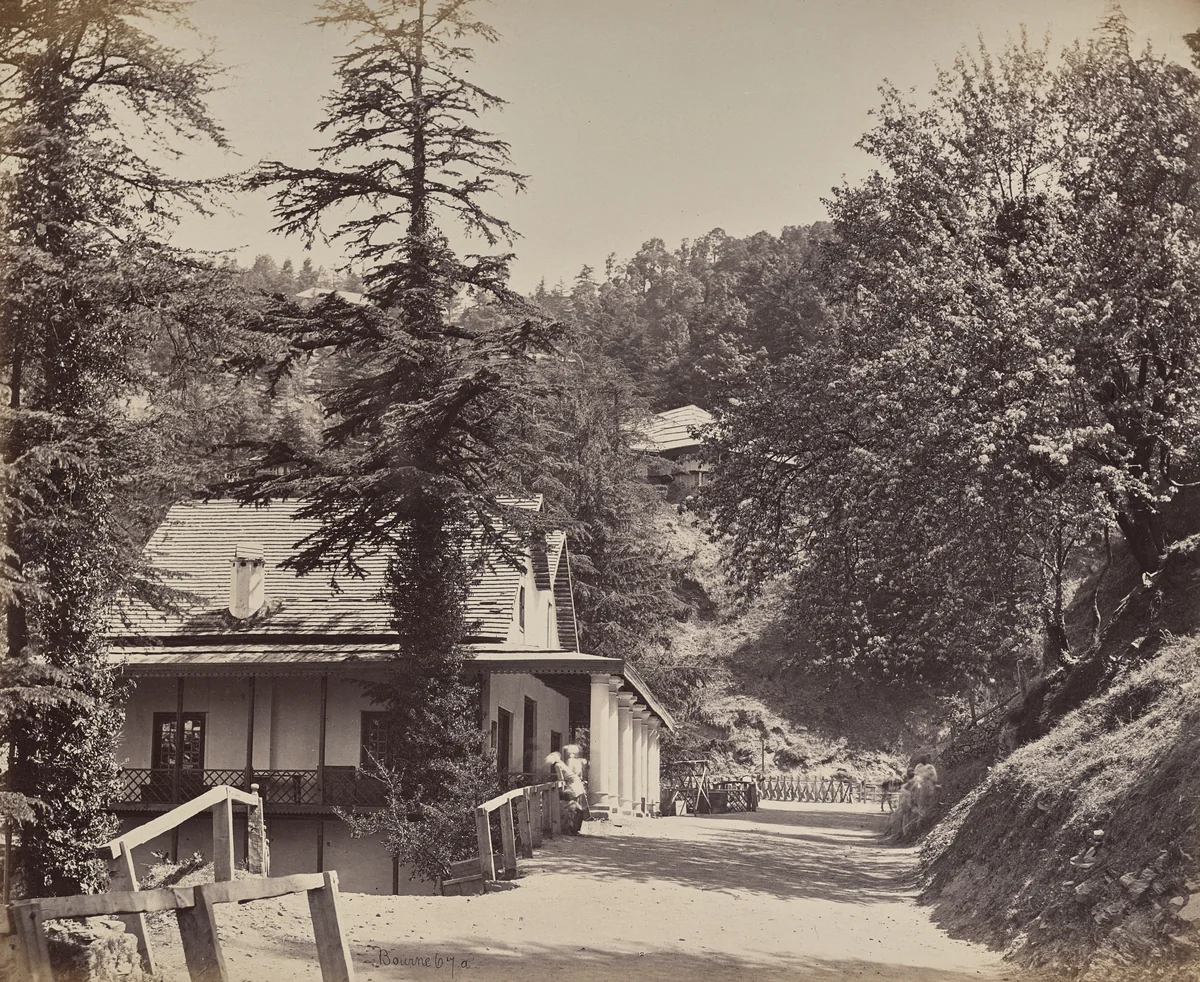 Simla. The Mall near Combermere Bridge by Samuel Bourne, photograph, 1863-1870