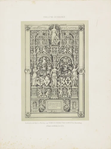 Grafzerk in de kerk van Wirdum by anonymous, print, 1870