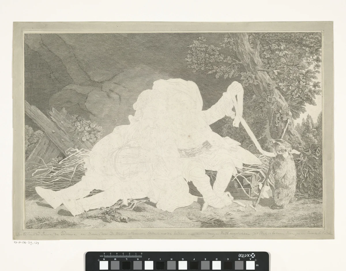 Twee jongens met marmot by Carlo Domenico Melini, print, 1750-1795