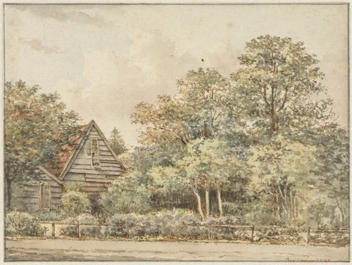 Huis in boomrijke omgeving by Pieter Ernst Hendrik Praetorius, drawing, 1830-1839