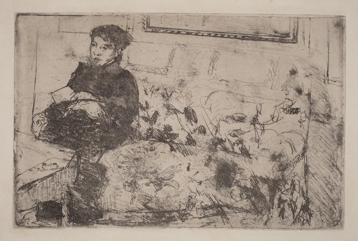 Interior: On the Sofa by Mary Cassatt, print, 1883