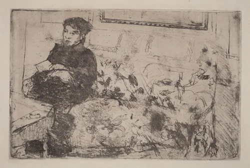 Interior: On the Sofa by Mary Cassatt, print, 1883