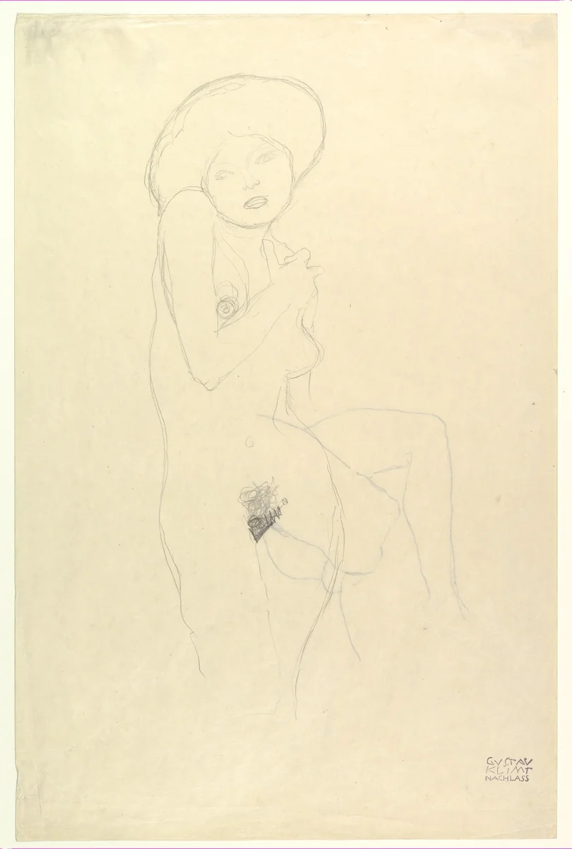 Standing Nude by Gustav Klimt, drawing, 1906-1907