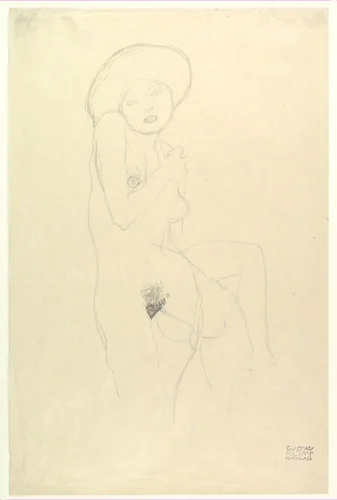 Standing Nude by Gustav Klimt, drawing, 1906-1907