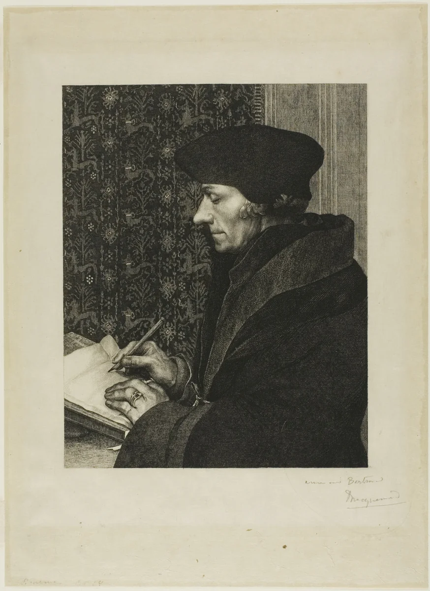Erasmus by Félix Bracquemond, print, 1863