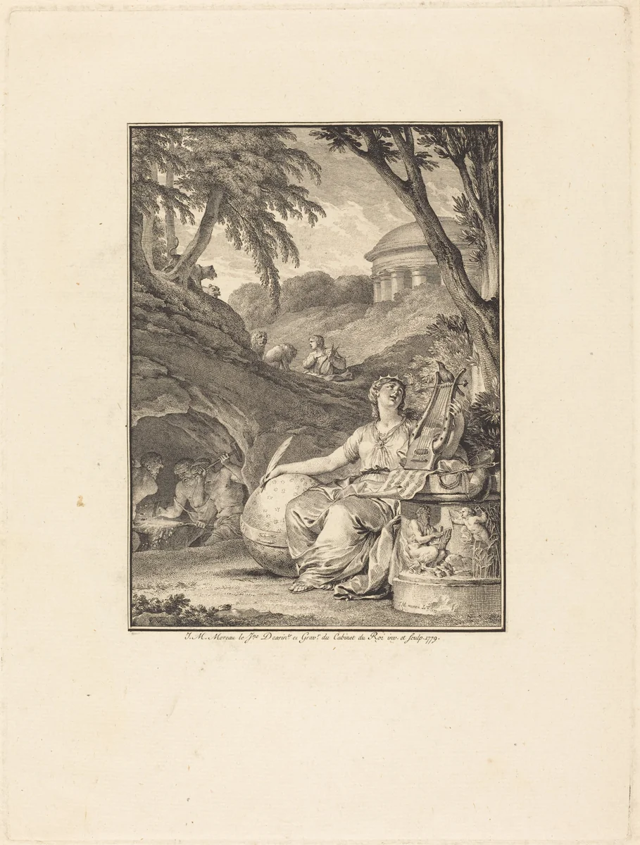 Frontispiece: Dictionnaire de musique by Jean Michel Moreau, print, 1779