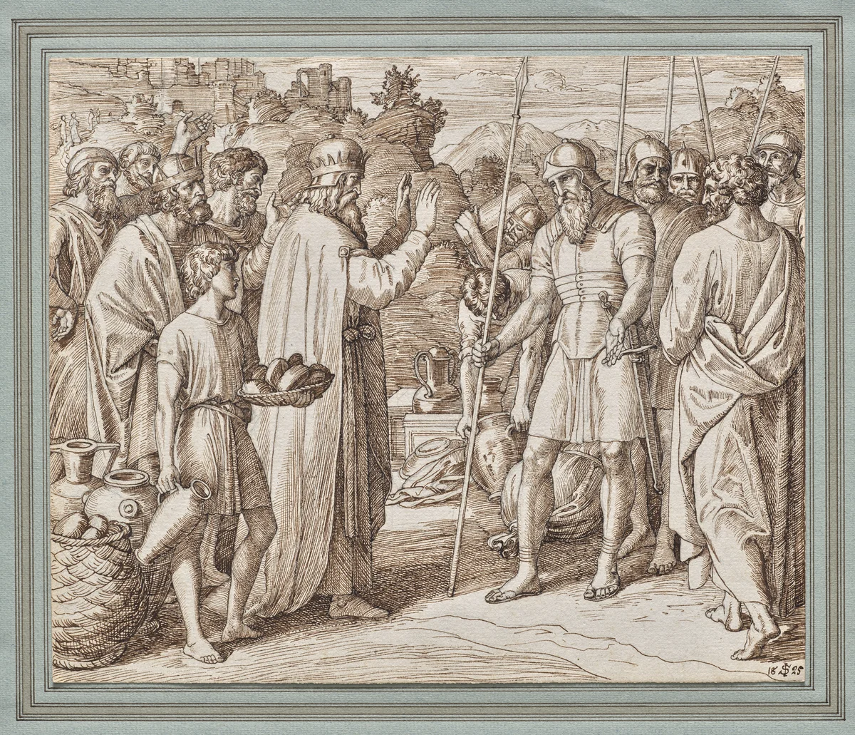 Melchizedek Blessing Abraham by Julius Schnorr von Carolsfeld, drawing, 1825