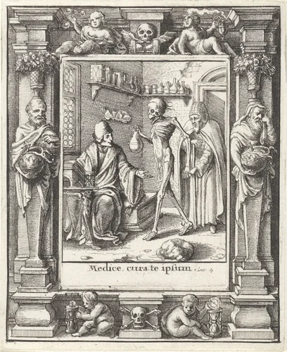 De arts en de Dood by Wenceslaus Hollar, print, 1651