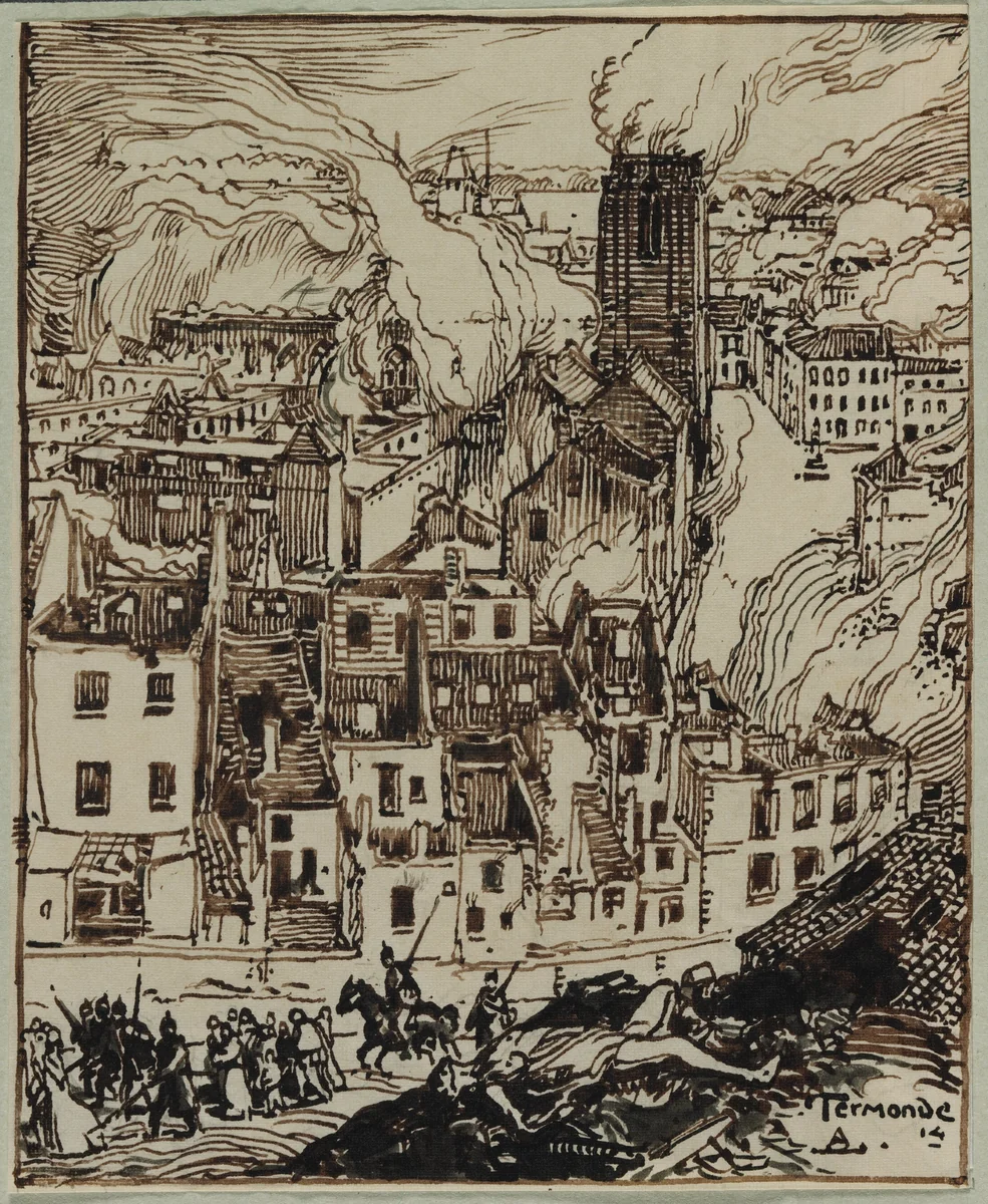 Termonde by Auguste Louis Lepère, drawing, 1914