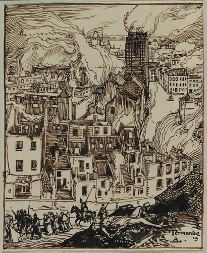 Termonde by Auguste Louis Lepère, drawing, 1914