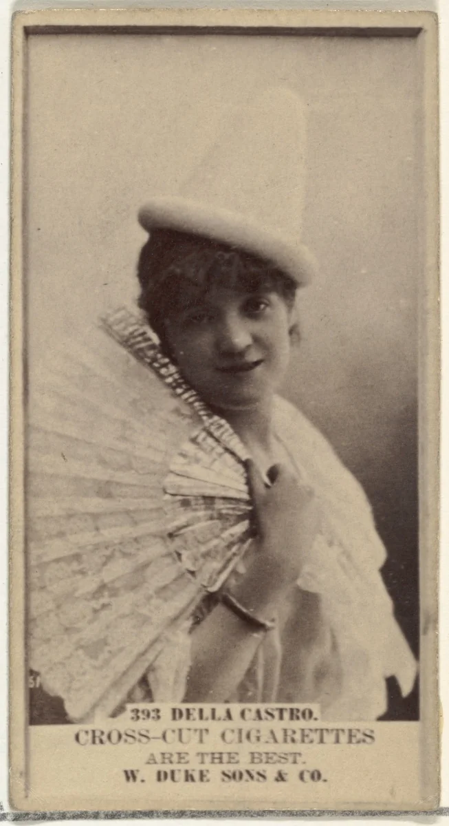 Card Number 393, Della Castro, from the Actors and Actresses series (N145-3) issued by Duke Sons & Co. to promote Cross Cut Cigarettes by W. Duke, Sons & Co., photograph, 1880-1889
