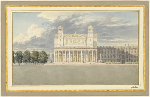 The Façade and Suroundings of a Cathedral for Berlin by Karl Friedrich Schinkel, drawing, 1827
