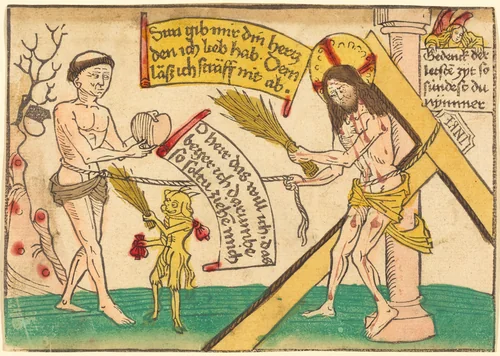 Jesus Attracting the Faithful to Heart by German 15th Century, print, 1480-1490