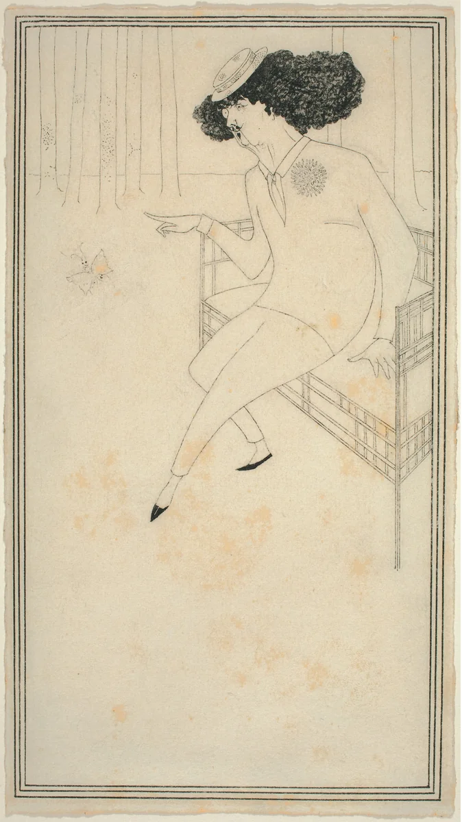 Caricature of J.M. Whistler by Aubrey Beardsley, drawing, 1872-1898