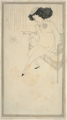 Caricature of J.M. Whistler by Aubrey Beardsley, drawing, 1872-1898