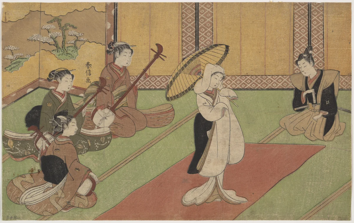 Woman Dancer in Daimyo's Palace by Suzuki Harunobu (鈴木春信), print, 1725-1770