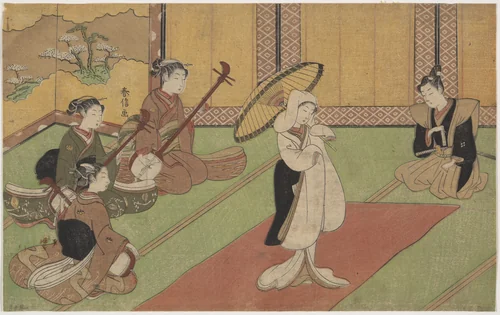 Woman Dancer in Daimyo's Palace by Suzuki Harunobu (鈴木春信), print, 1725-1770