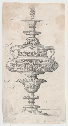 Covered Goblet With Owl by Virgil Solis, print
