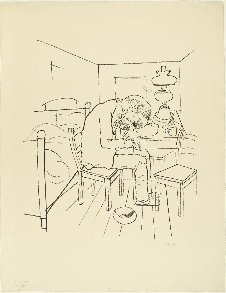 Let Those Swim Who Can - The Heavy May Sink! (Schwimme, wer schwimmen kann, und wer zu plump ist, geh' unter!) from the portfolioThe Robbers (Die Räuber) by George Grosz, print, 1921