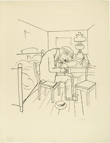 Let Those Swim Who Can - The Heavy May Sink! (Schwimme, wer schwimmen kann, und wer zu plump ist, geh' unter!) from the portfolioThe Robbers (Die Räuber) by George Grosz, print, 1921