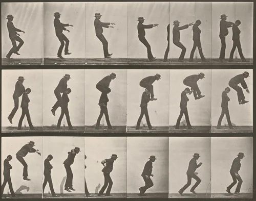 Plate Number 169. Jumping over boy's back (leapfrog) by Eadweard Muybridge, photograph, 1887
