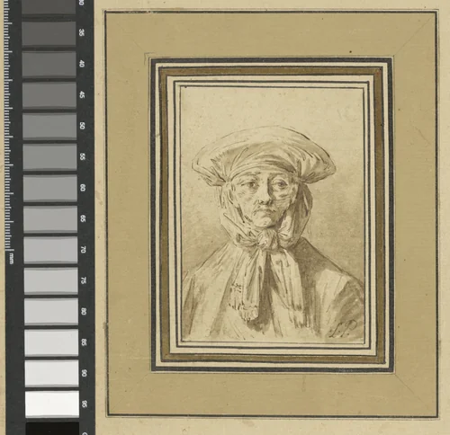 Borstbeeld van een oude Russische vrouw by Jean Baptist Leprince, drawing, 1758-1764