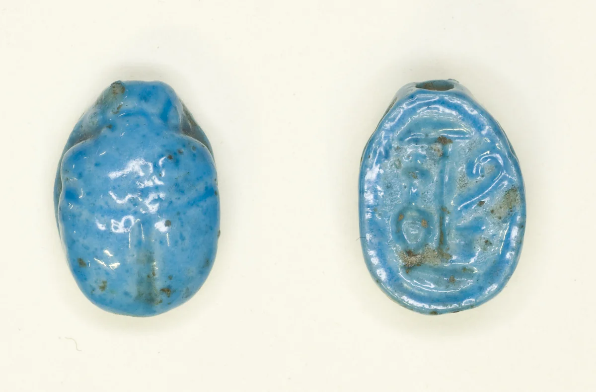 Scarab: Hieroglyphs (Red Crown, nfr- and nb-Signs: Trigramme of Amun) by Egyptian, other, -1550--1186