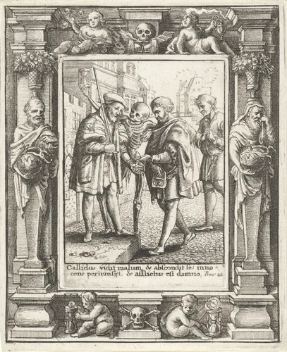 De advocaat en de Dood by Wenceslaus Hollar, print, 1651