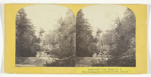Buttermilk Creek, Ithaca, N.Y. View looking down 1st and 2d Falls, 207 feet by J. C. Burritt, photograph, 1860-1865