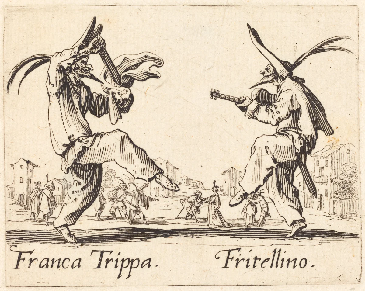 Franca Trippa and Fritellino by Jacques Callot, print, 1622