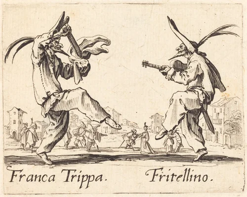Franca Trippa and Fritellino by Jacques Callot, print, 1622