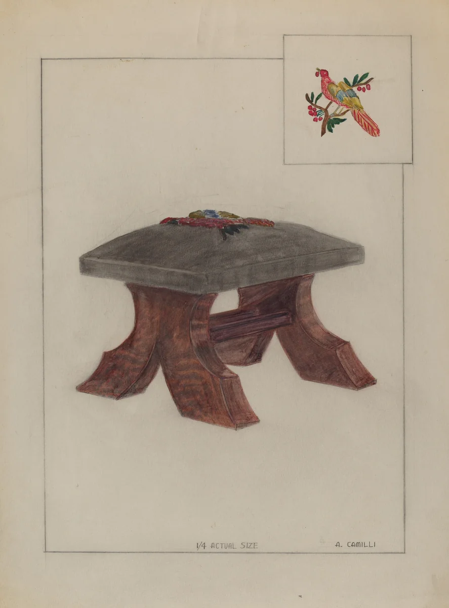 Foot Stool by Albert Camilli, index of american design, 1936