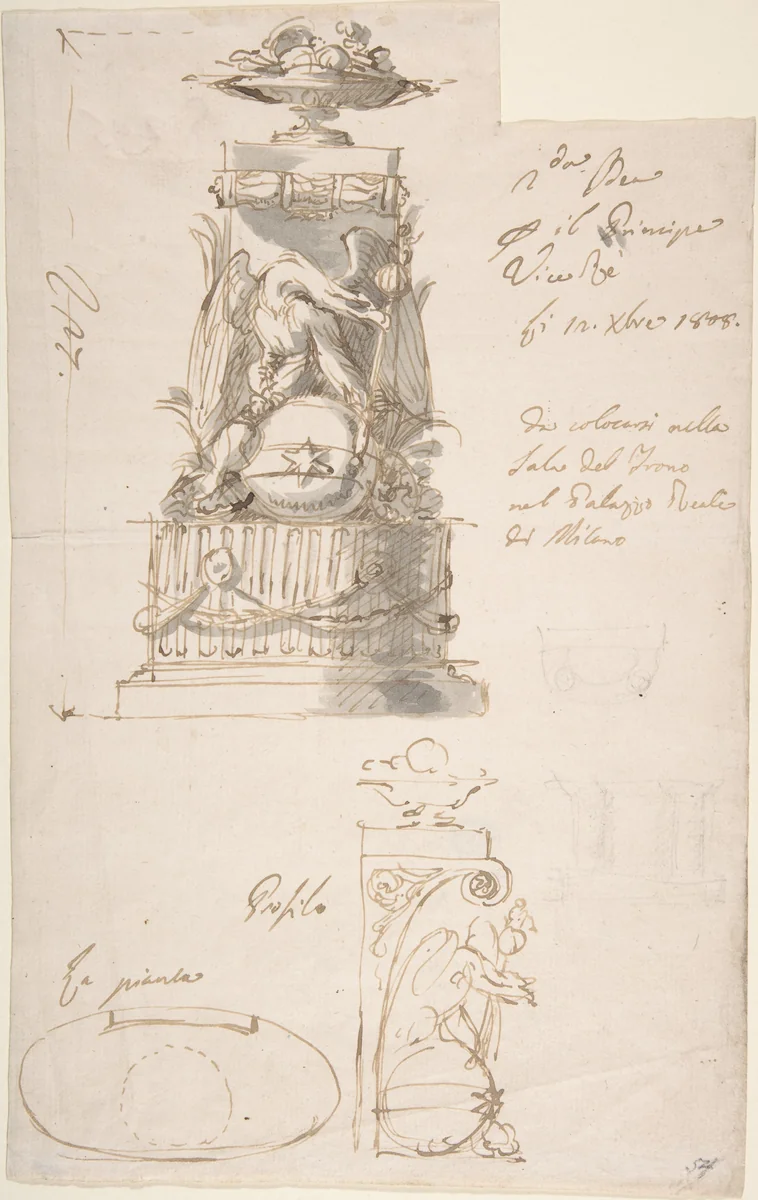 Designs for Decorations in the Throne Room, Royal Palace, Milan by anonymous, drawing, 1808