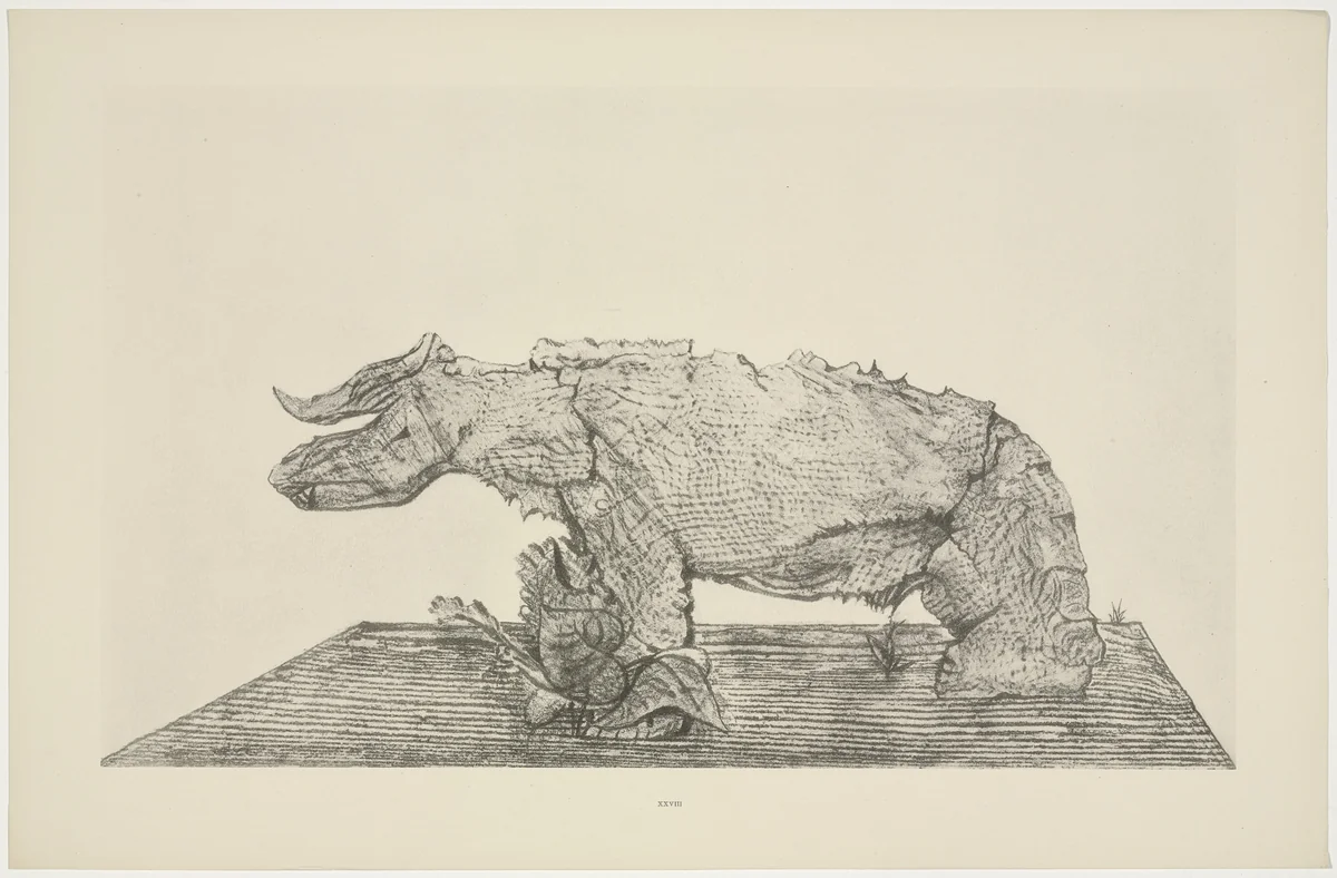 The Repast of Death (Le Repas du mort) from Natural History (Histoire naturelle) by Max Ernst, print, 1925