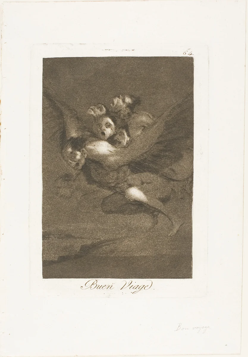 Bon voyage, plate 64 from Los Caprichos by Francisco José de Goya, print, 1797-1799