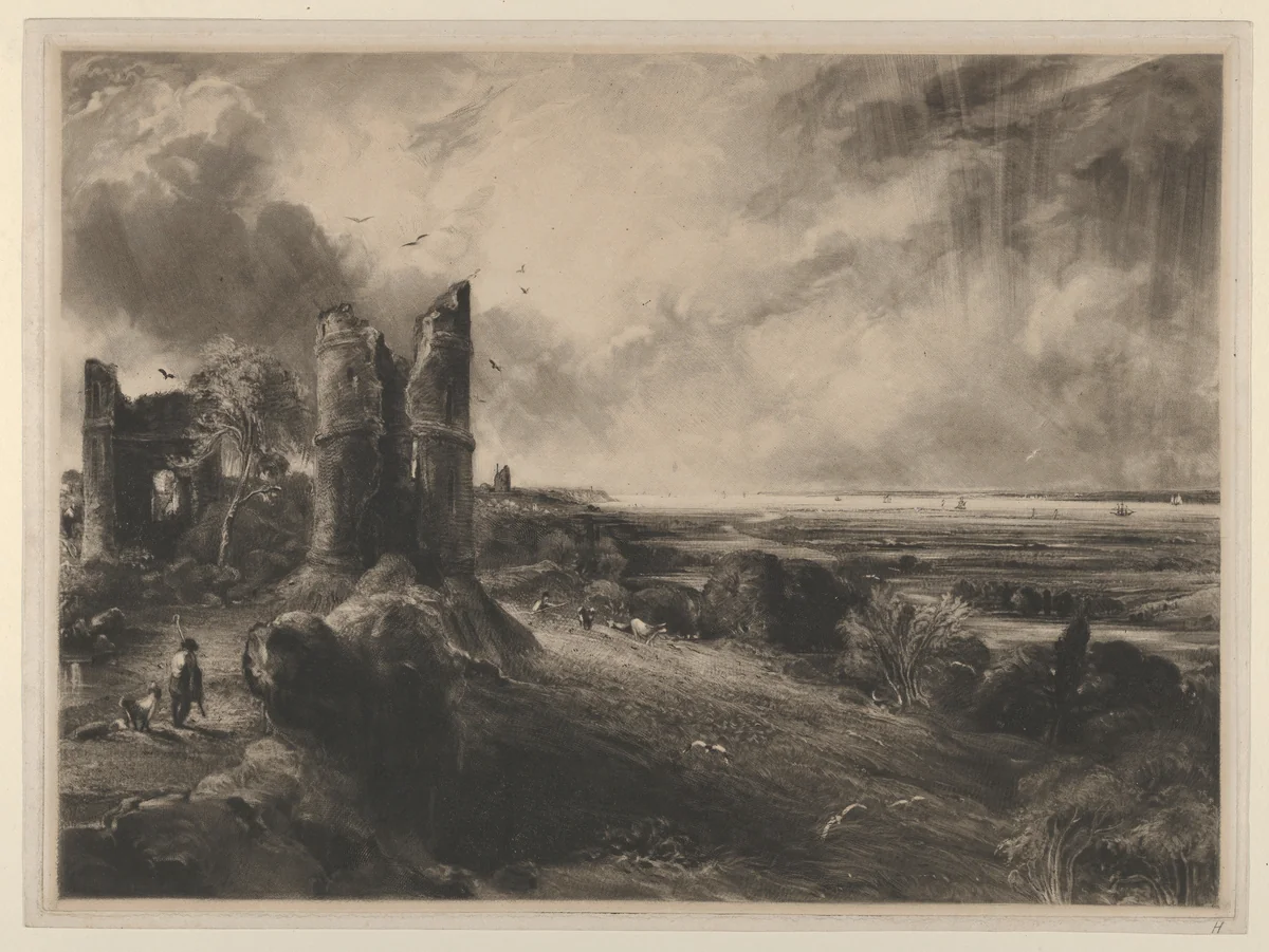 Hadleigh Castle: Large Plate by David Lucas, print, 1830-1832