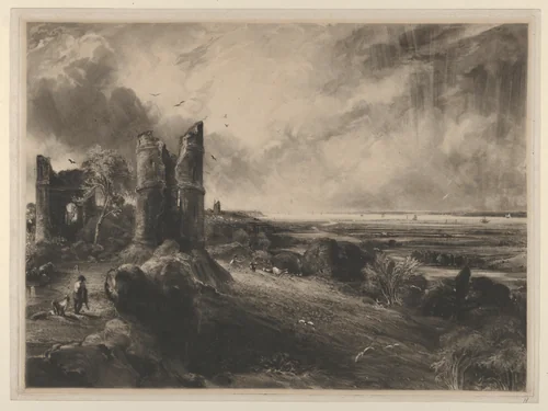 Hadleigh Castle: Large Plate by David Lucas, print, 1830-1832