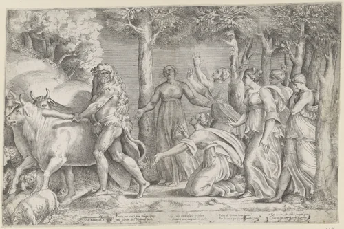 Hercules rooft de runderen van Geryon by Unknown, print, 1501-1580