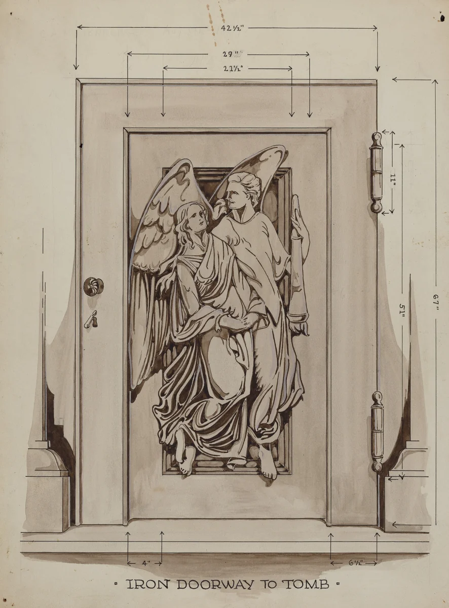 Iron Doorway to Tomb by Thomas Byrne, index of american design, 1936