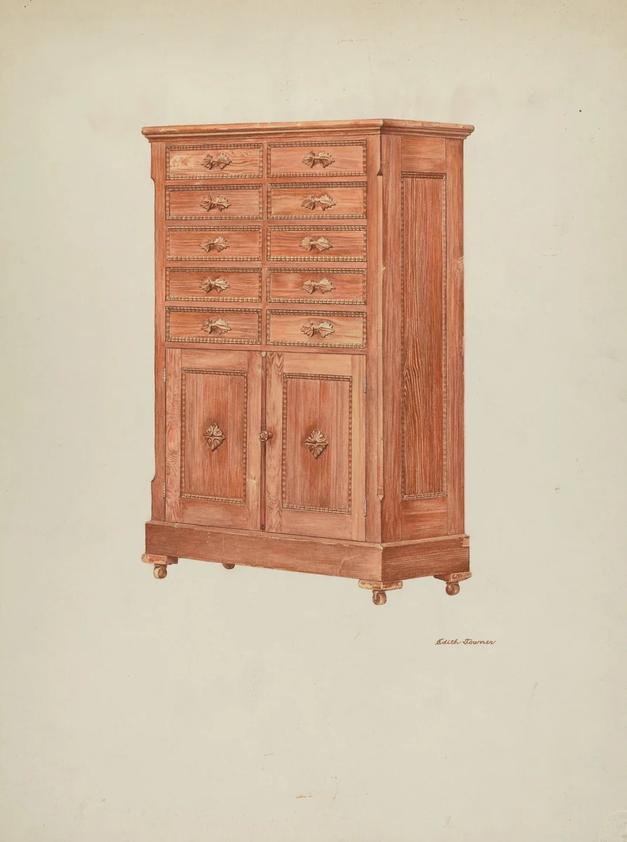 "Highboy" (Chest of Drawers) by Edith Towner, index of american design, 1940