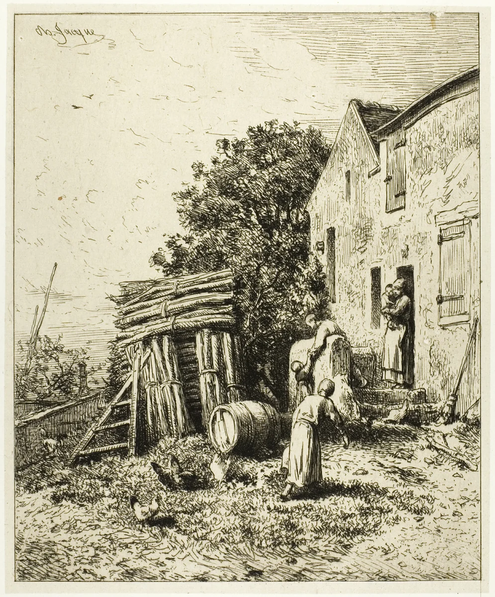 A Rustic Dwelling by Charles-Émile Jacque, print, 1860-1870
