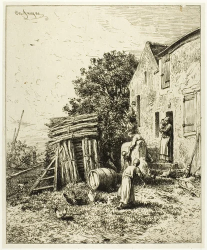 A Rustic Dwelling by Charles-Émile Jacque, print, 1860-1870