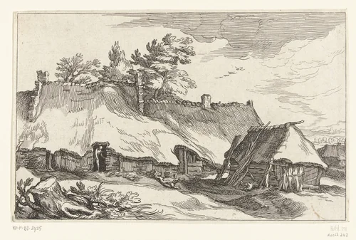 Boerderij en kleine schuur by Boëtius Adamsz. Bolswert, print, 1614