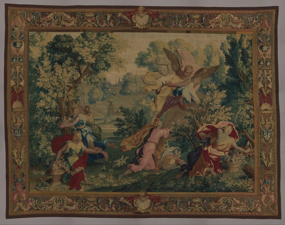 Boreas and Orithyia from a set of scenes from Ovid's Metamorphoses by René Antoine Houasse, textile, 1685-1730