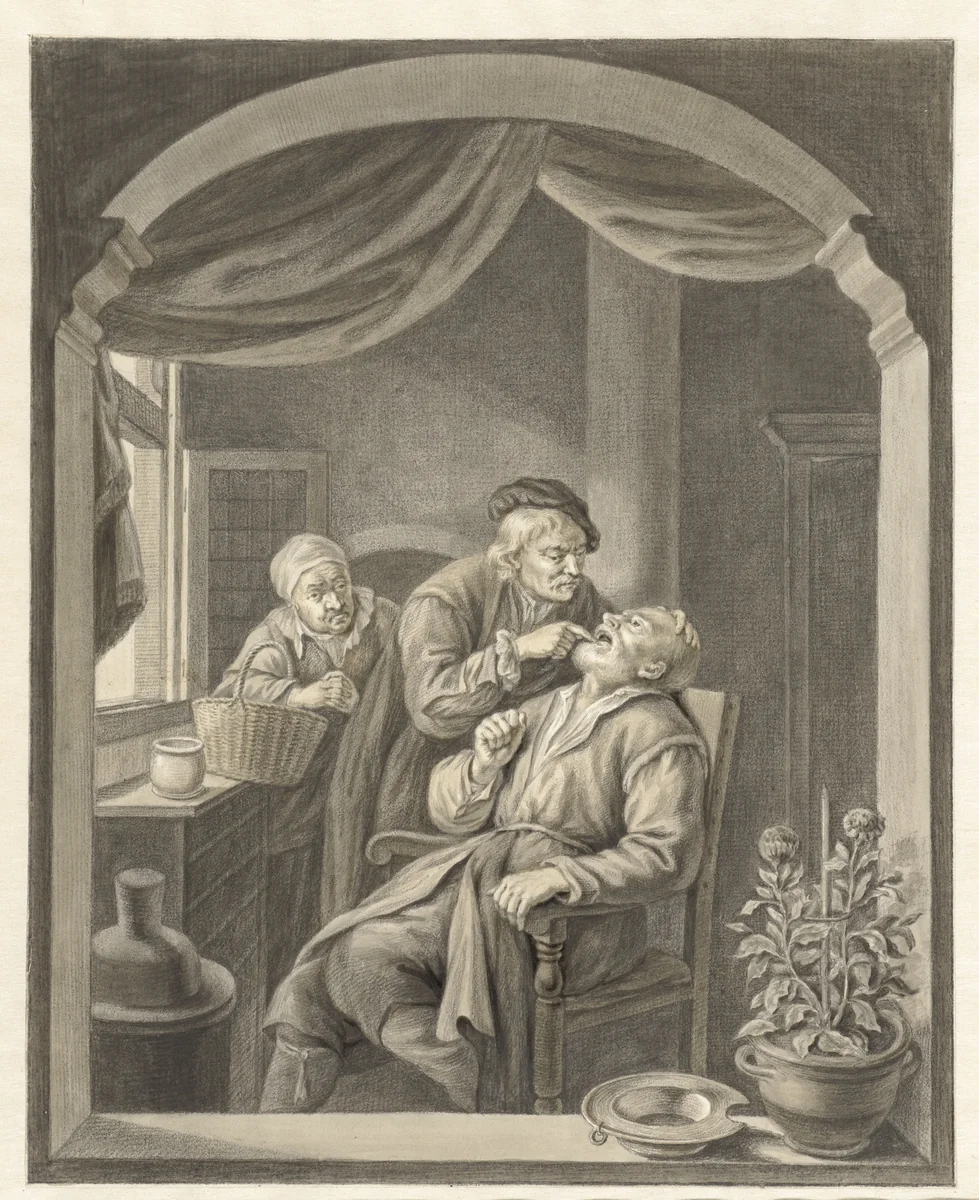 De tandarts by Abraham Delfos, drawing, 1741-1820