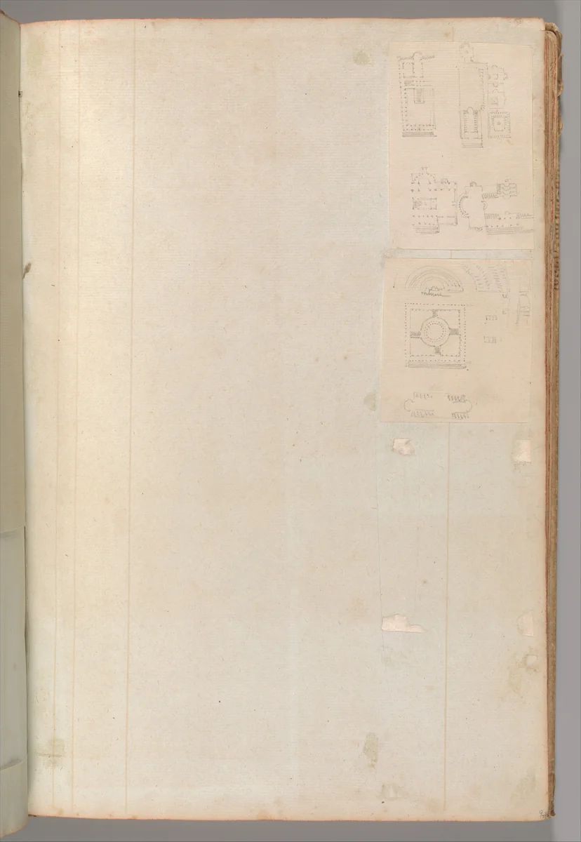 Page from a Scrapbook containing Drawings and Several Prints of Architecture, Interiors, Furniture and Other Objects by Charles Percier, book, 1795-1805
