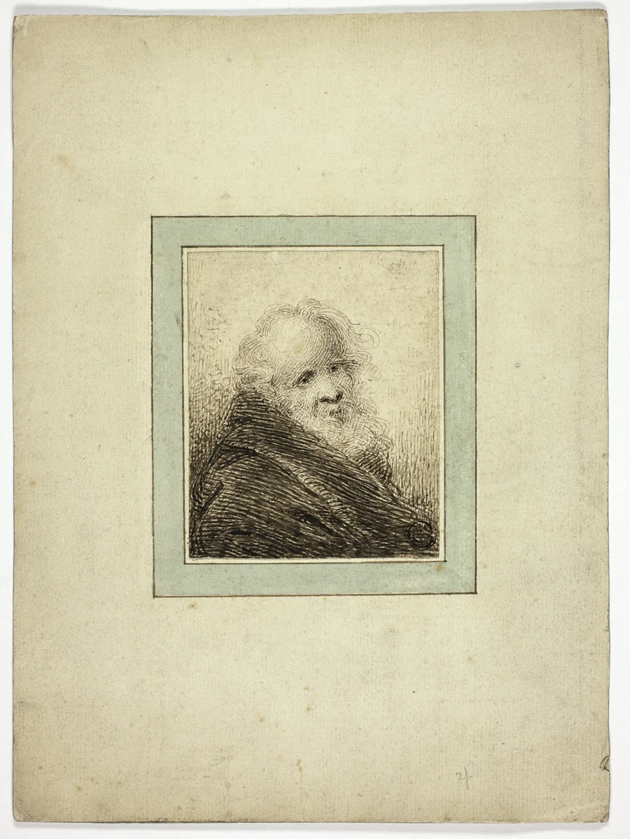 Bust of Old Man by Samuel Shelley, drawing, 1776-1808