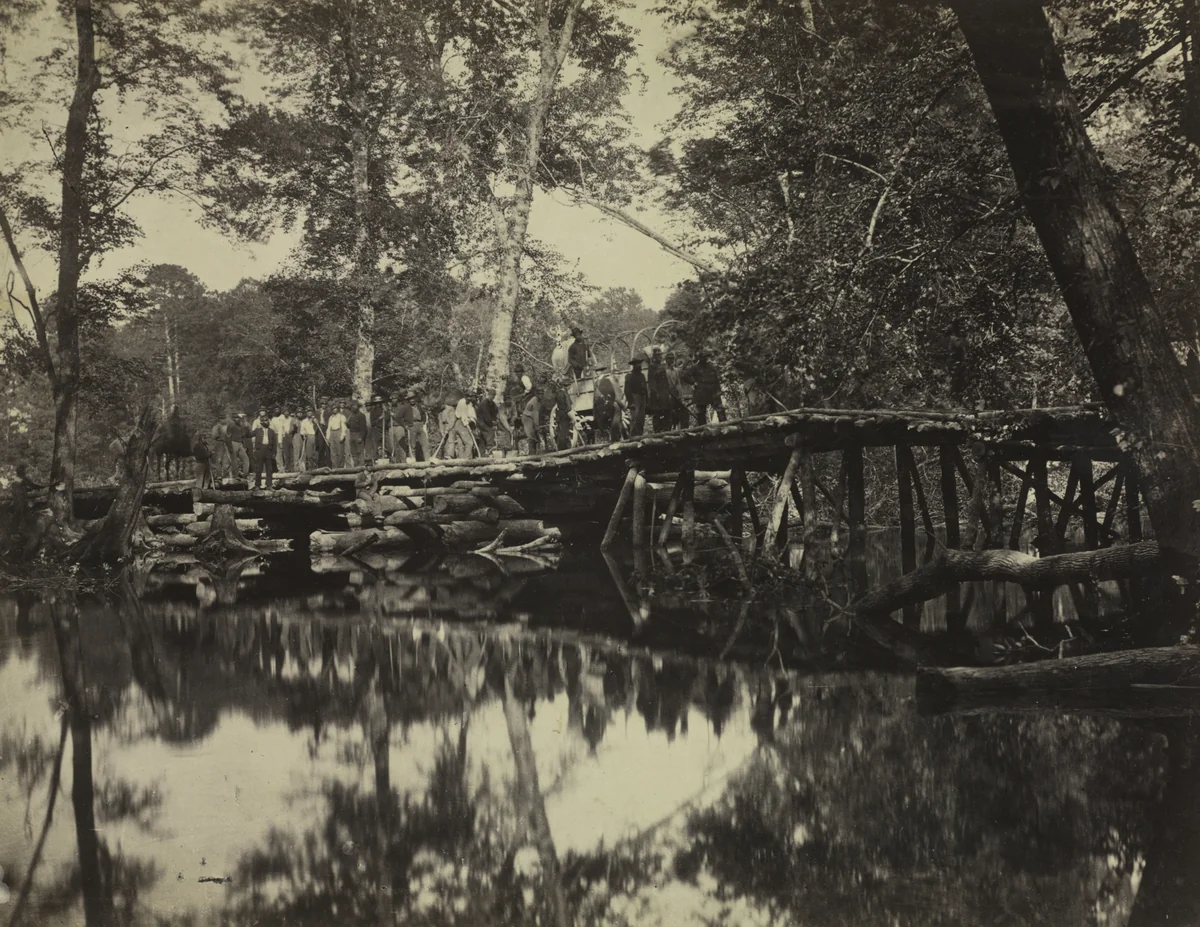 Military Bridge, Across the Chickahominy, Virginia by David B. Woodbury, photograph, 1862